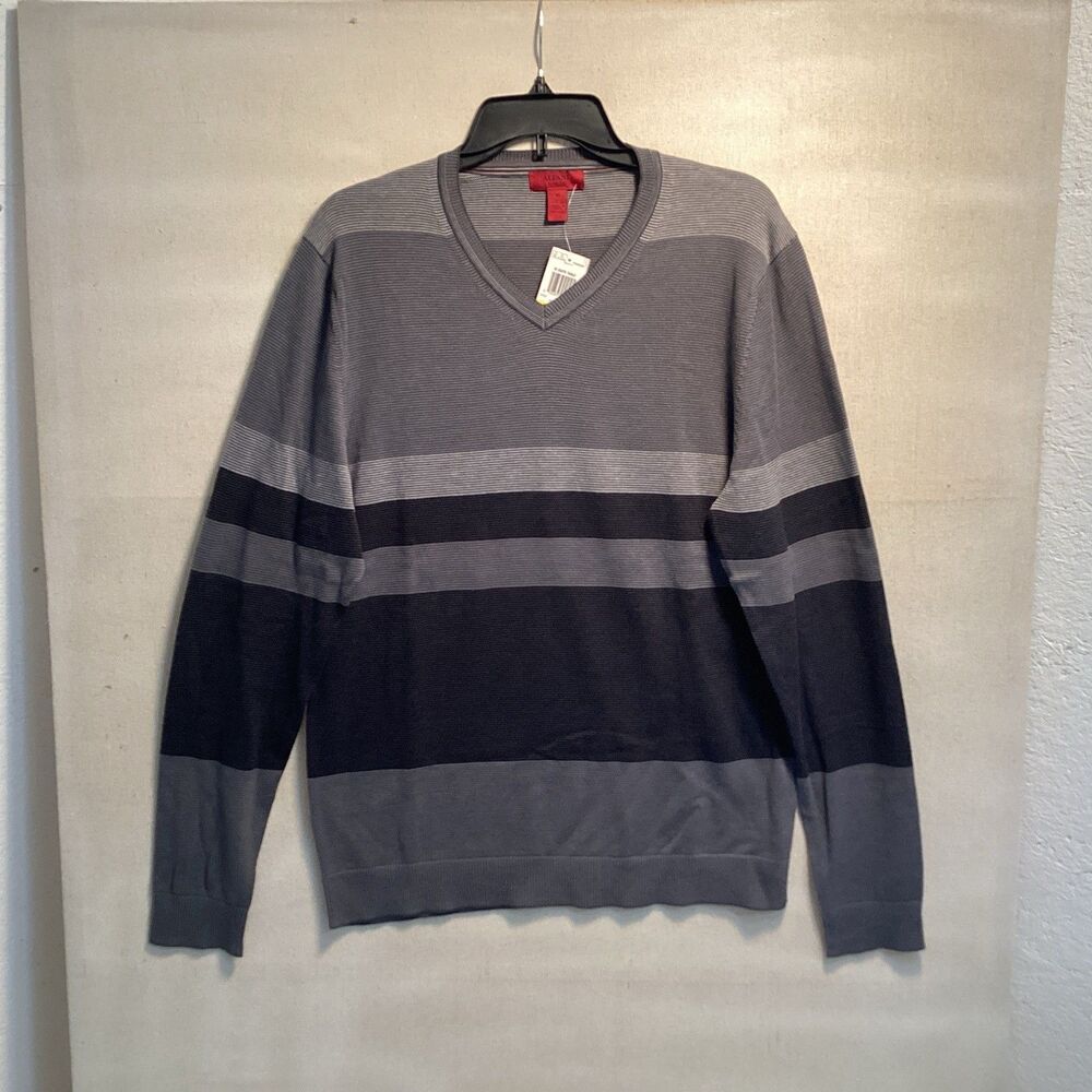 alfani sweater men slim fit M v neck striped